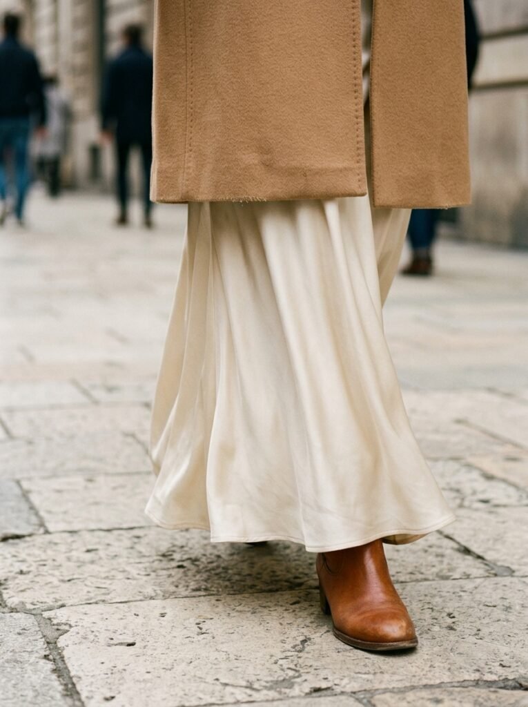 Camel coat cream skirt brown 202607300130