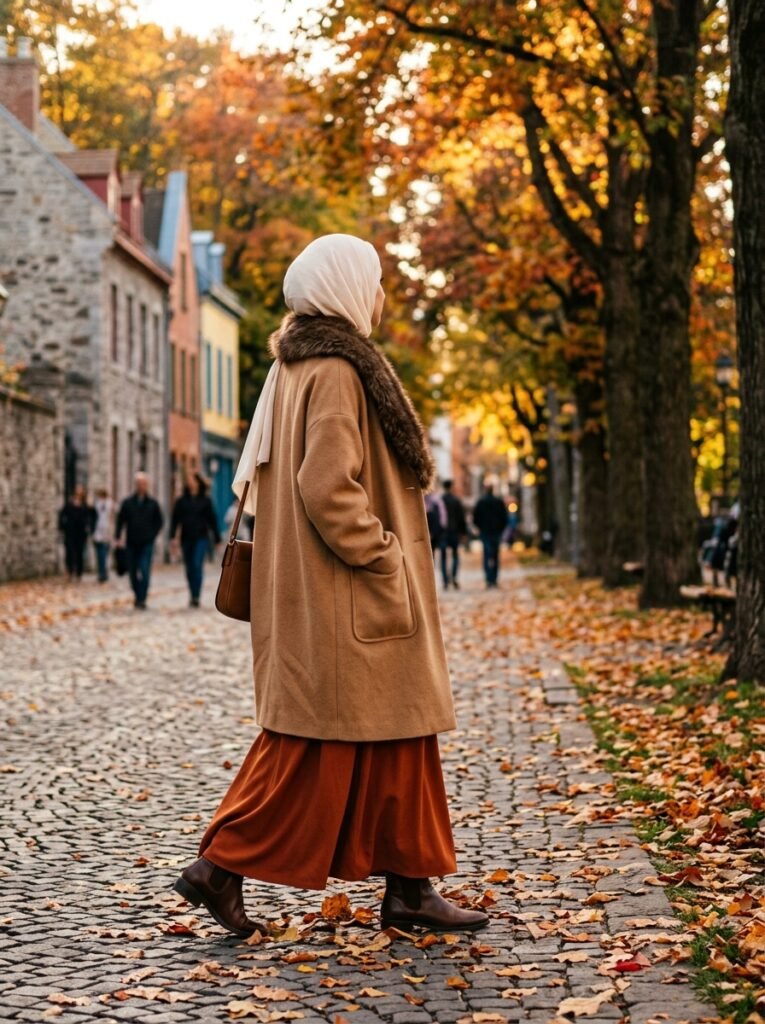 Fall 2026 Modest Fashion Trends: Hijab-Friendly Outfits 4 Camel coat with hijab 202607141326