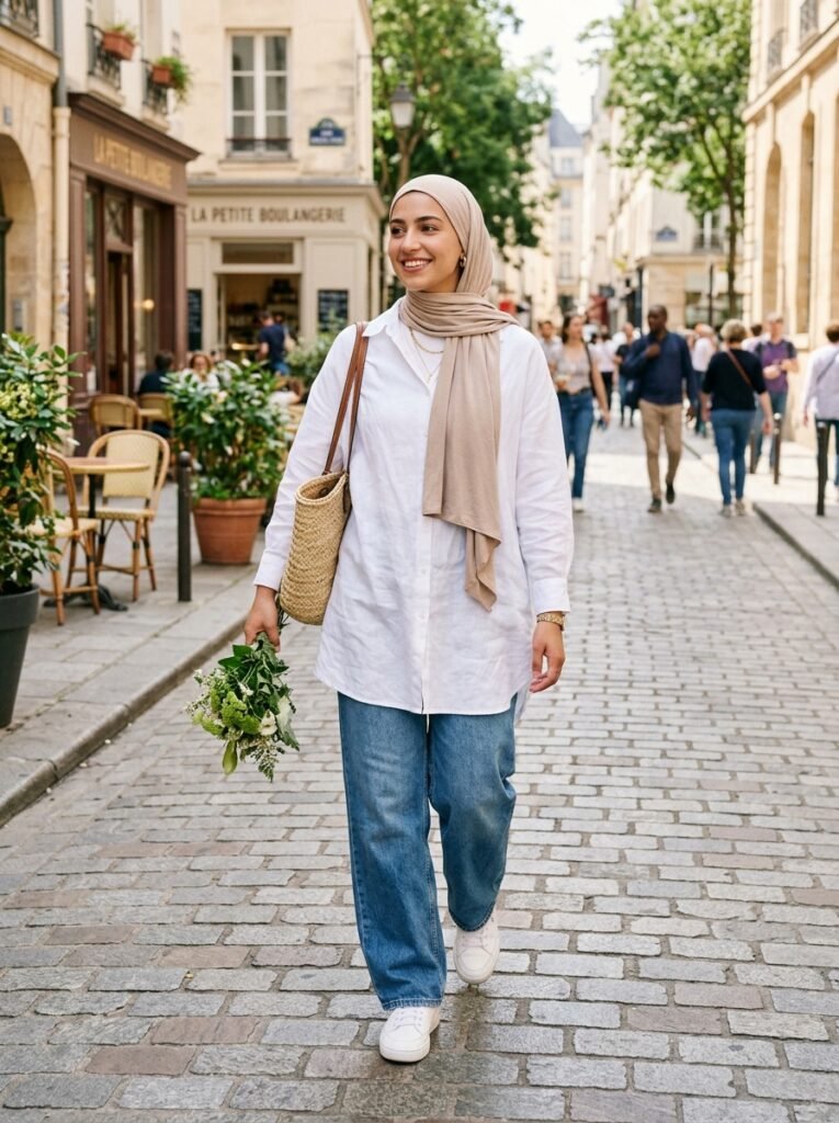 Modest daytime look white tunic 202607181755