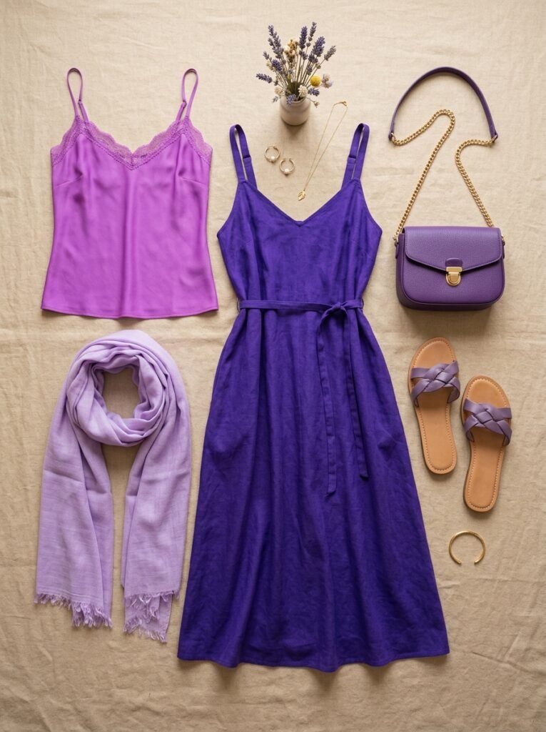 Purple fashion pieces arranged n… 202607062327