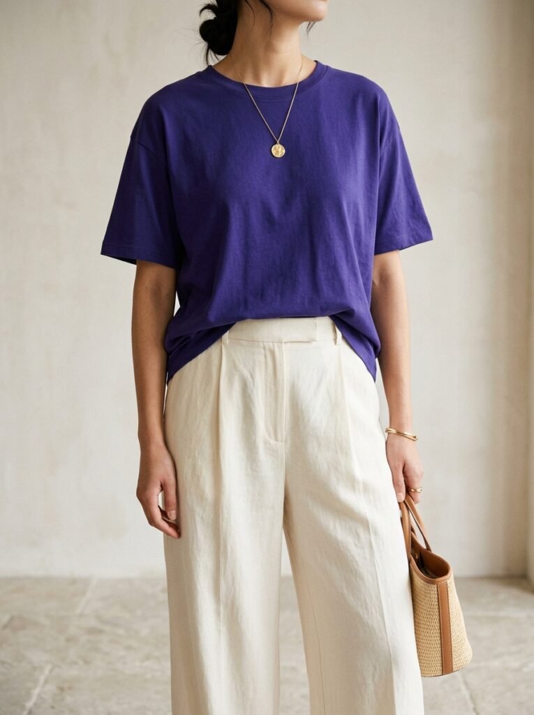 Colorful T-Shirt Outfits: How to Style the 2026 Trend 3 T shirt with trousers styling 202607121757