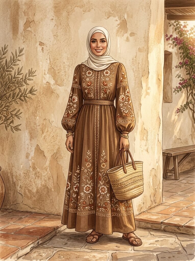 Woman in boho dress holding 202607191406