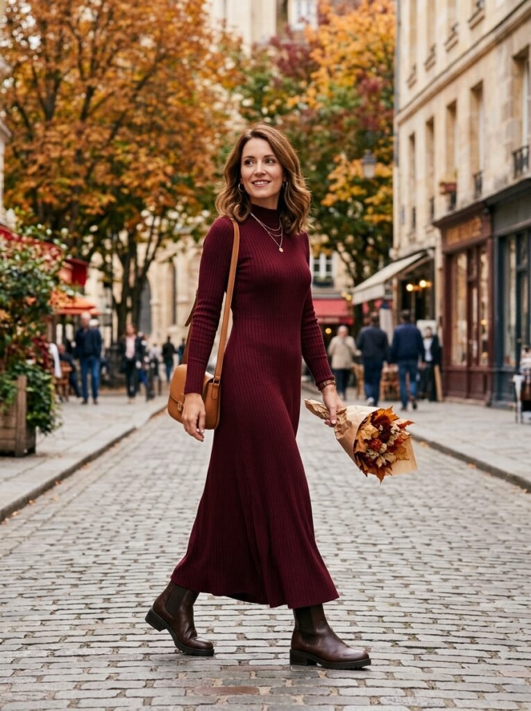 Burgundy Outfit Ideas: Fall 2026's Color of the Season 3 Woman in burgundy maxi dress 202607111750