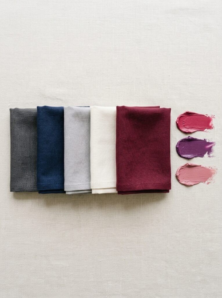 Fall 2026 Makeup Trends: What Works With Hijab 5 Fabric squares and makeup swatches 202608070031