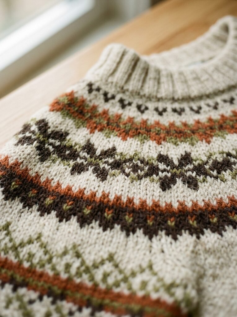 Fair Isle Sweater 2026: The Modest Styling Guide 2 Hand knitted wool sweater yoke 202608010745