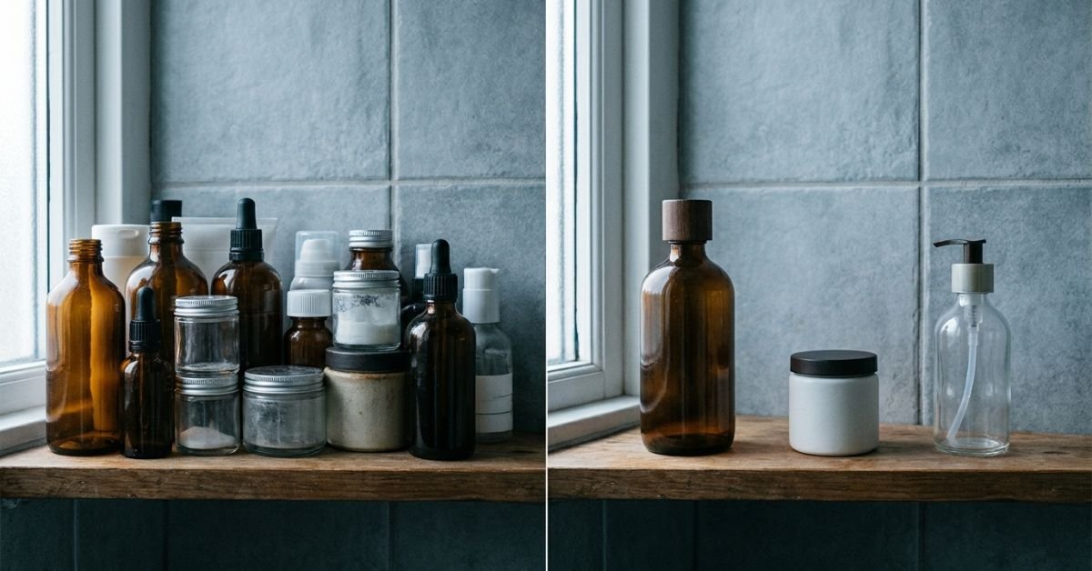 Crowded versus simplified shelf comparing skin barrier repair approaches
