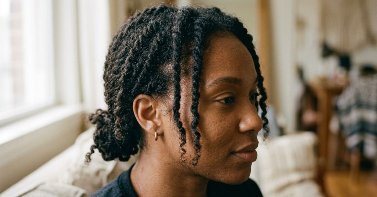Loose braided hairline showing reduced tension to prevent traction alopecia