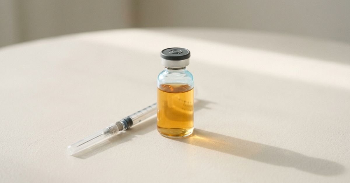 Plasma vial and syringe representing PRP for hair loss cost per session