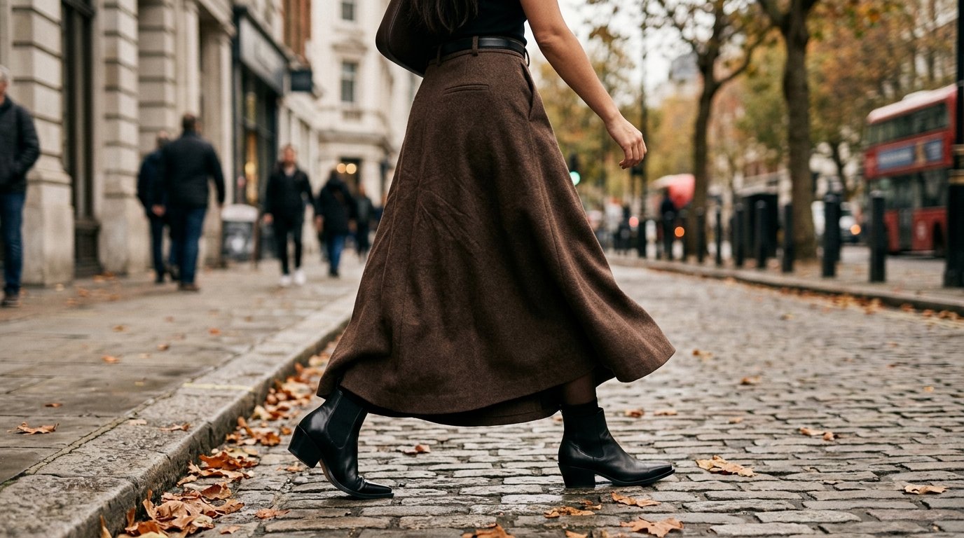 Fall 2026 Boot Trends: The Modest Styling Guide 1 Fall 2026 boot trends styled modestly with a pointed toe boot under a long skirt