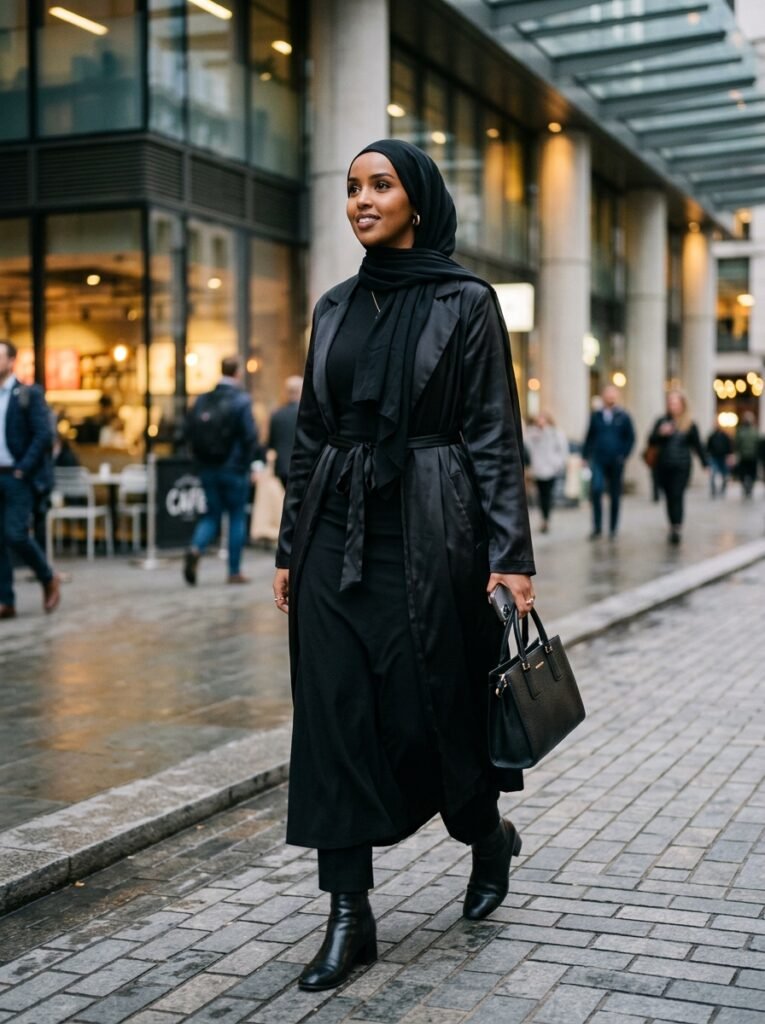 Woman wearing all black outfit 202608092152