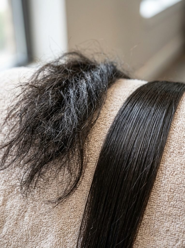 Bridal Hair Treatments: Keratin, Botox And What They Cost 2 Comparing dry and smooth hair 202609052206