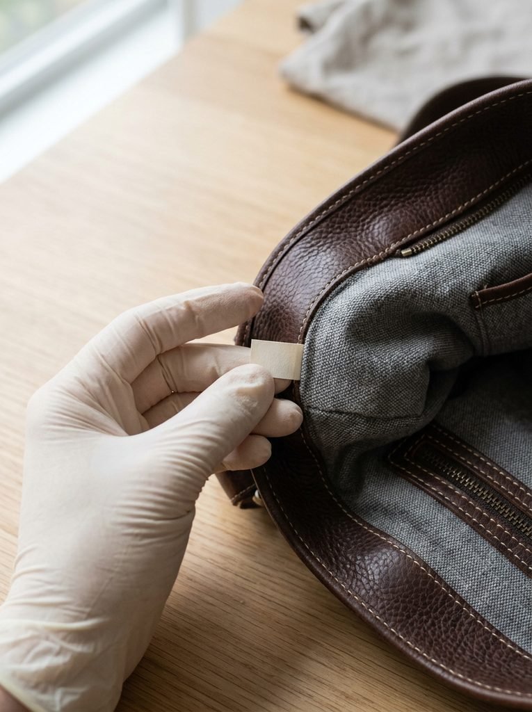 Designer Bag Authetication How To Spot A Fake 2 Hand holding tag near bag 20260925105956 1