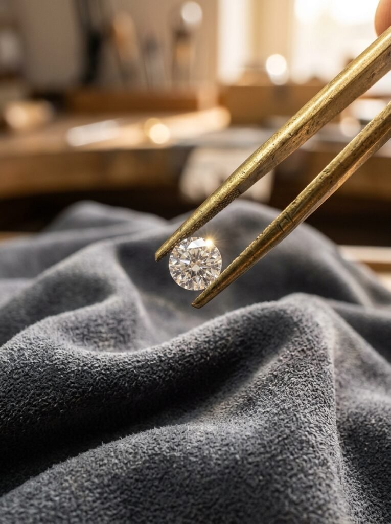 Lab Grown vs Natural Diamonds: Price And Resale Compared 4 Tweezers holding diamond above s… 20260920103504