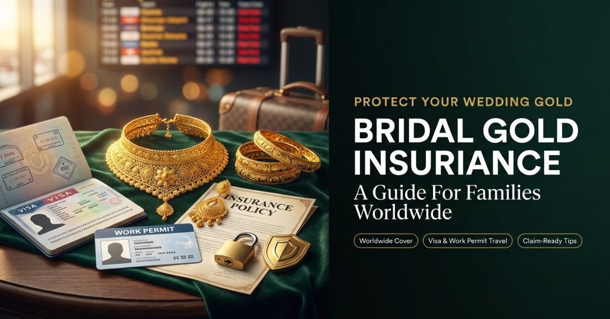 Bridal gold insurance — wedding jewellery from different cultures arranged on ivory silk