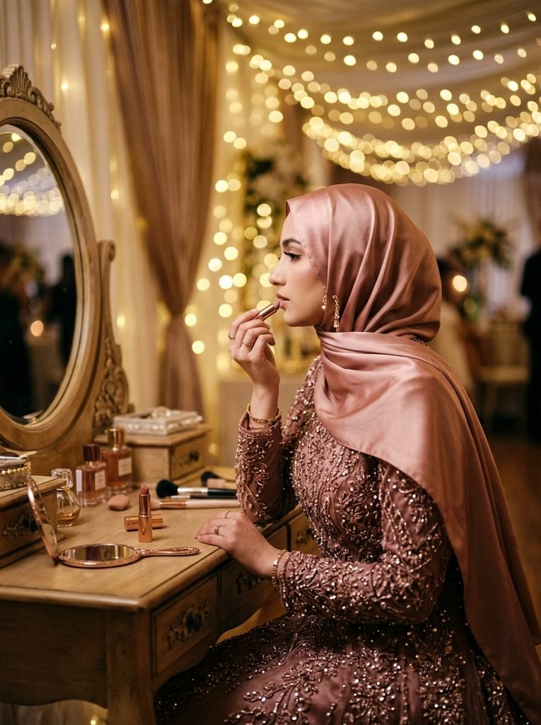 Cosmetic Procedures And Islamic Rulings 4 Woman touching up lipstick 20260916071500